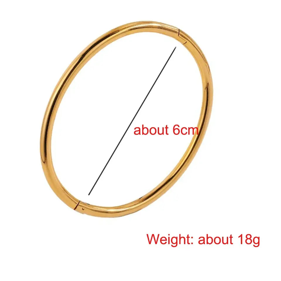 Gold-tone stainless steel cuff bracelet for women, openable; about 6 cm diameter, weight about 18 g