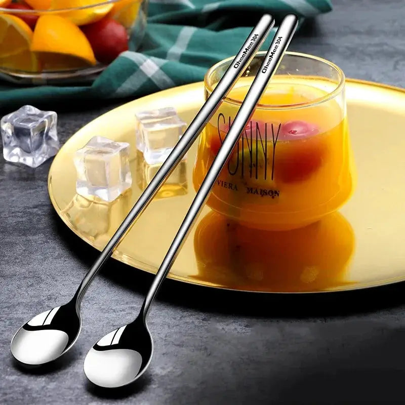 Stainless Steel Long Handled Teaspoon For Coffee Stirring Ice Cream Honey Dessert Kitchen Tableware
