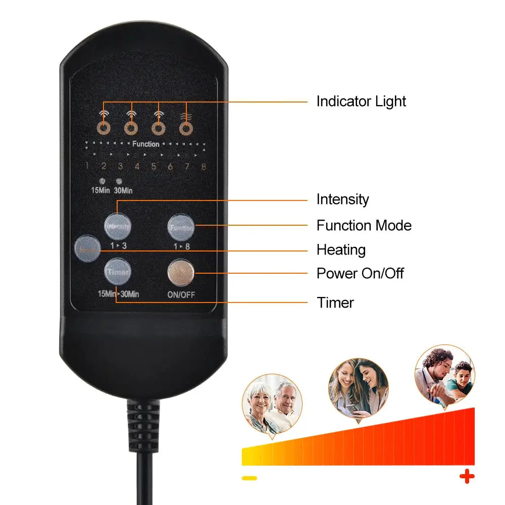 Massager chair pad remote by Simples Market, black with heating