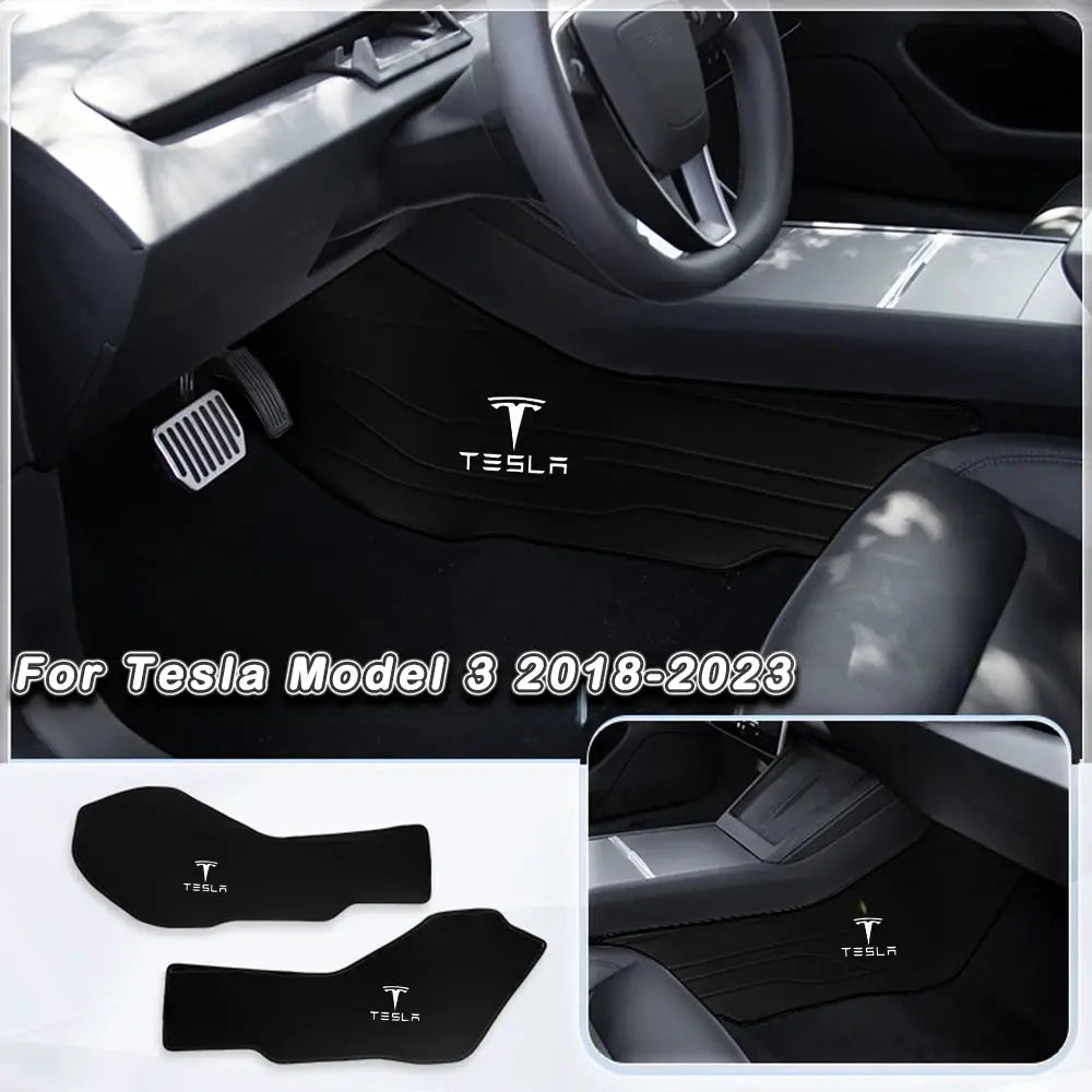 Tesla Model 3 floor mats 2-piece set, black with TESLA logo for cockpit area