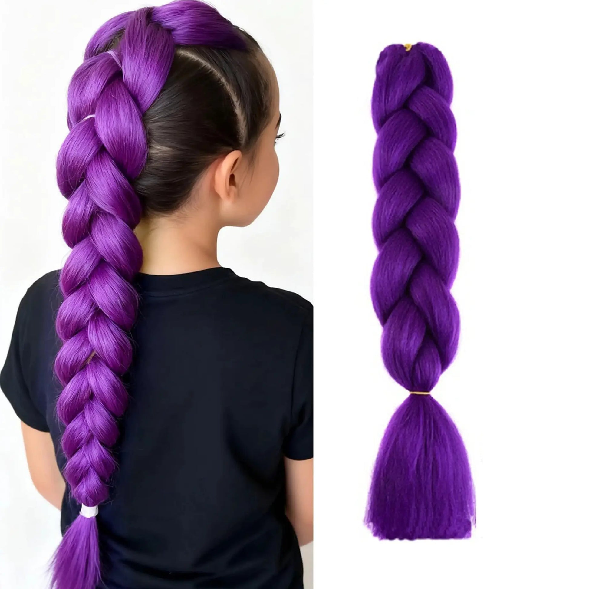 Long 24-inch jumbo braid extensions in purple ombre, synthetic Kanekalon hair by Simples Market