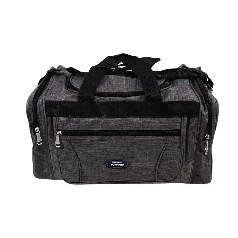 Simples Market Oxford waterproof travel duffel bag in grey with multiple zip pockets