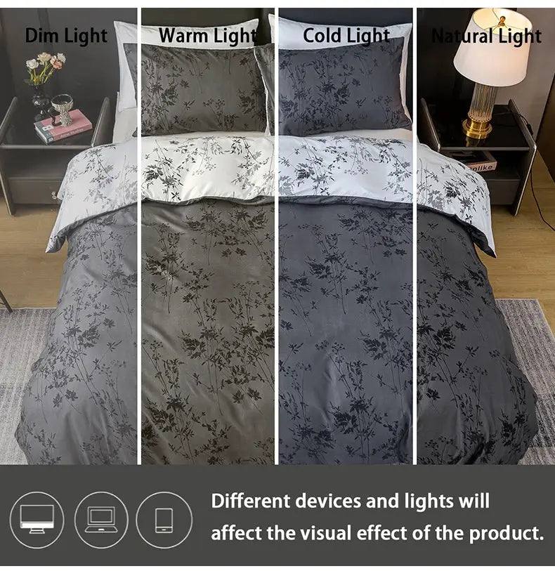 3-piece duvet cover set by Simples Market, floral vine print; includes 1 duvet cover and 2 pillowcases