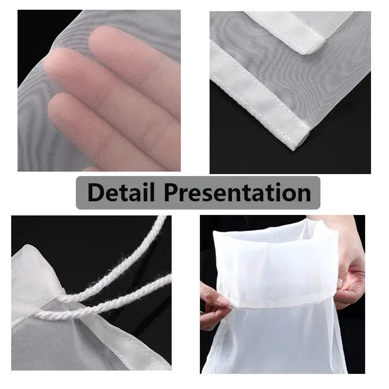 Food Grade Nylon Filter Bag 100 Mesh Reusable Kitchen Strainer Tea Beer Coffee Oil