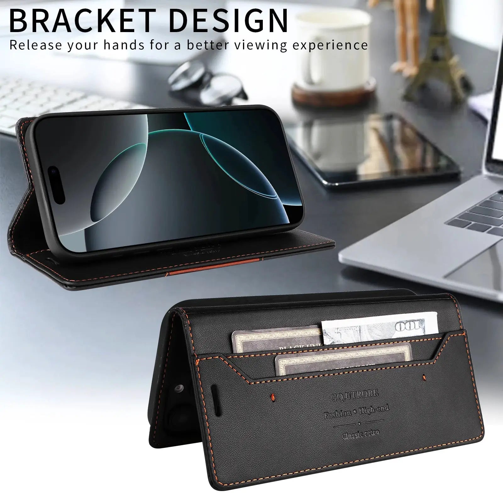 NovaShield Magnetic Leather Flip Wallet Case for iPhone 16 Series and SE3 With Card Slot Protection