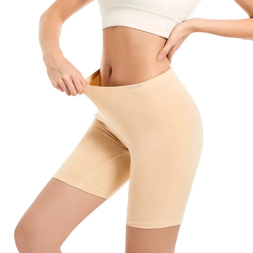 Molasus beige high-waisted women's shapewear biker shorts from Simples Market