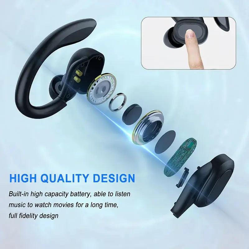 VV2 Sports Wireless Earphones Over Ear Buds With Ear Hooks For Running Bluetooth Five Point One True Wireless Headphones