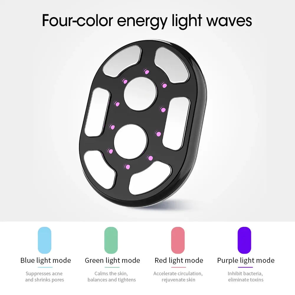 Body slimming massager by Simples Market; cordless handheld device with LED light modes in blue, green, red, purple