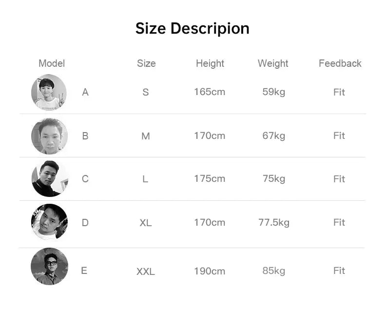 Size guide for Maden Retro Wool-Blend V-neck Vest by Simples Market; five models A–E with heights and weights.