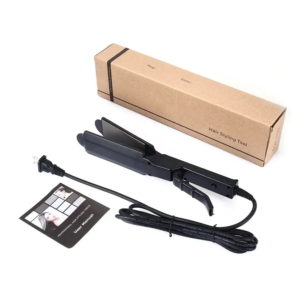 Simples Market hair straightener with wide panel ceramic tourmaline plates and four-gear temperature control, corded with manual and box