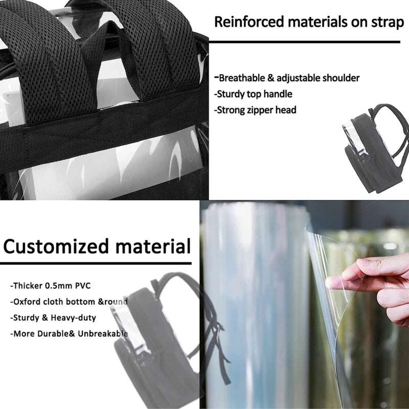 Transparent PVC backpack by Simples Market with black adjustable straps