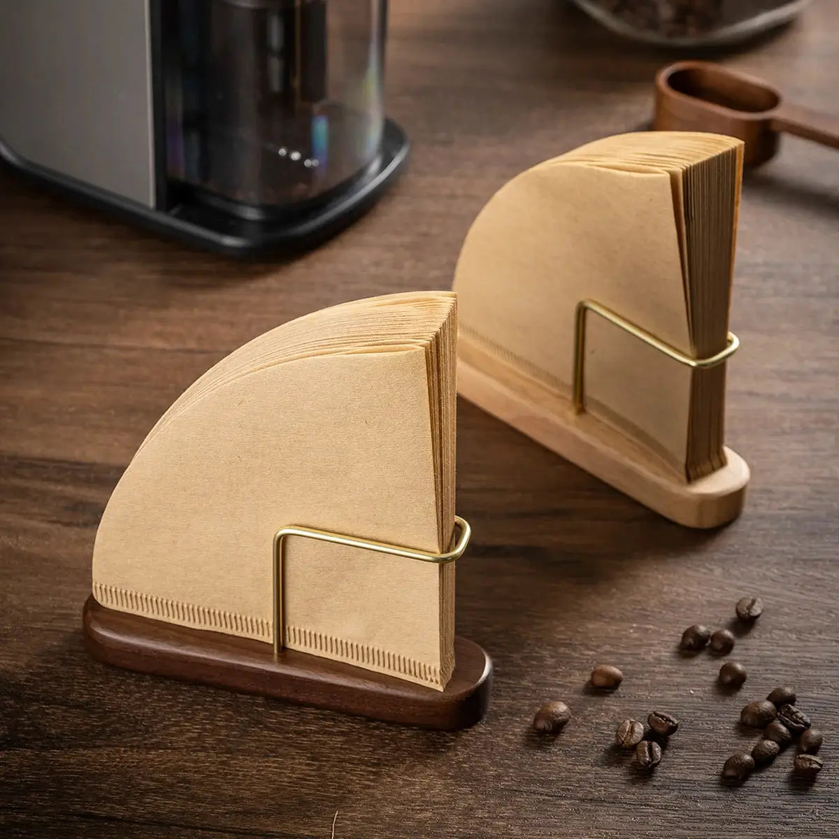 EverWood Solid Wood Coffee Filter Paper Holder Vertical Dustproof Storage Rack For Kitchen