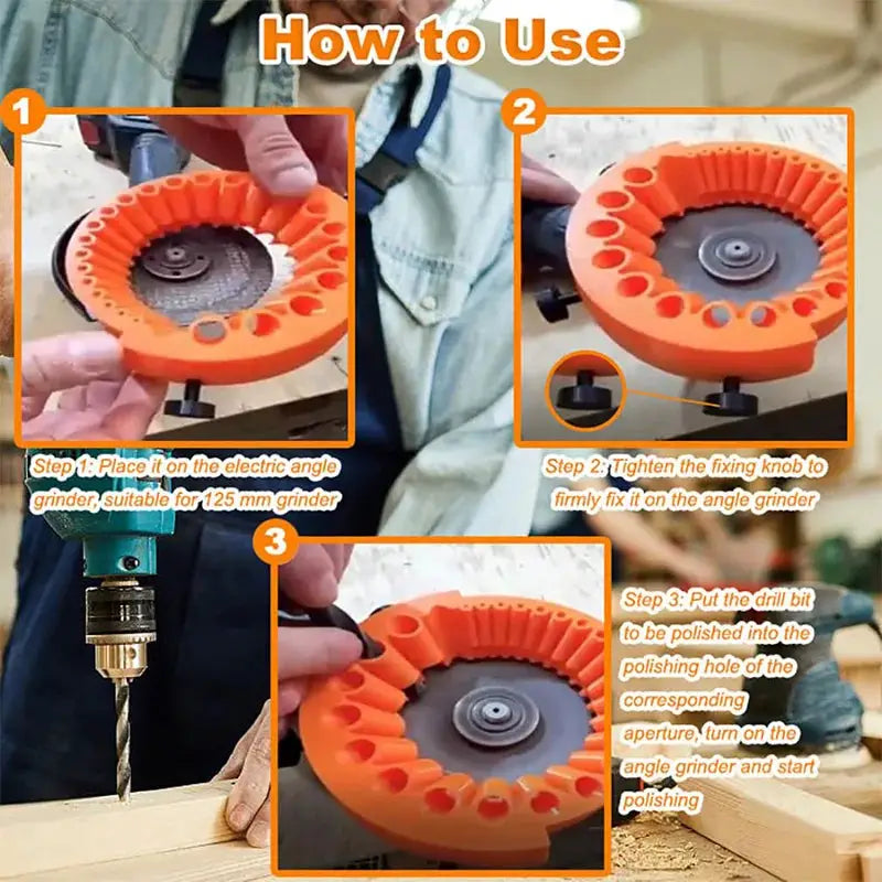 Anti Stripping Angle Grinder Drill Bit Sharpener 2 To 13 Mm 20 Holes With Thread Inserts Fits 115Mm And 125Mm Grinders