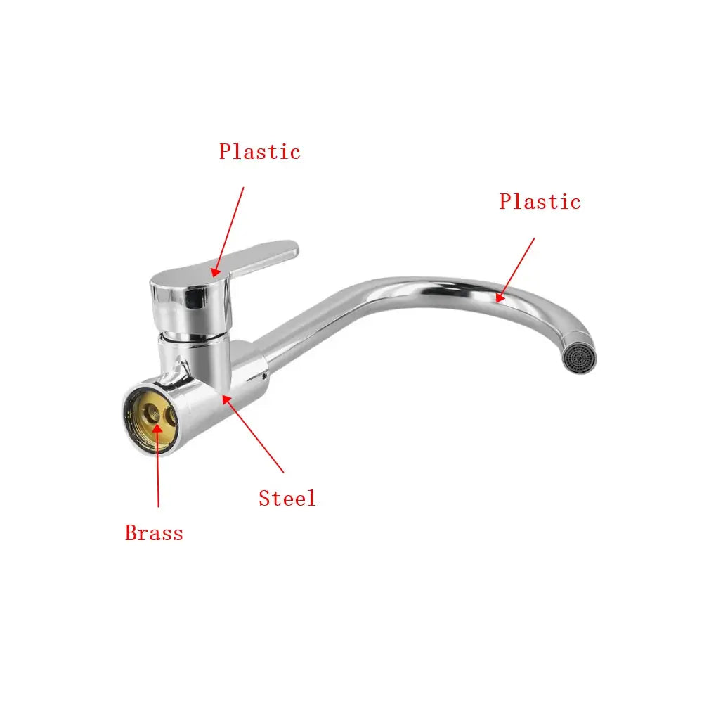 Simples Market kitchen faucet with single-handle pull-out spray, chrome finish, brass/steel/plastic body.