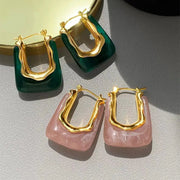 Green Pink Transparent Resin Geometric Irregular Stud Earrings For Women Fashion Jewelry Party 2023 Trend - Simples Market