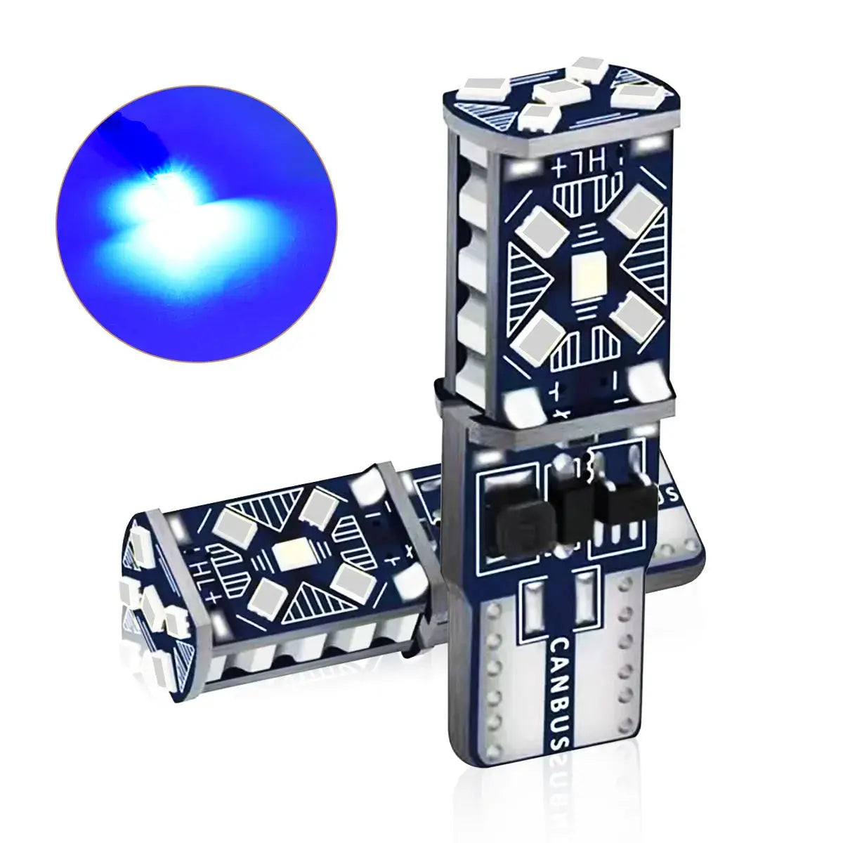 2pcs T10 LED 168 15-SMD bulbs, blue light, Canbus, 12V auto signal/fog lights by Simples Market