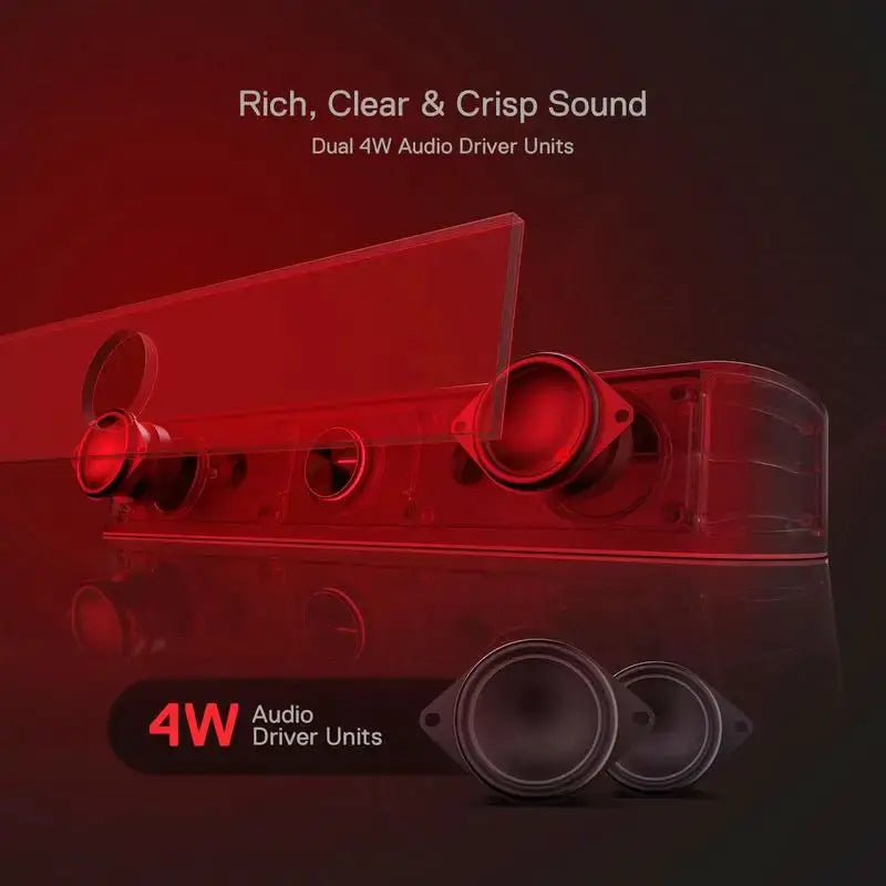 Redragon GS560 Adiemus RGB USB desktop soundbar, red lighting bar, 2.0-channel computer speaker