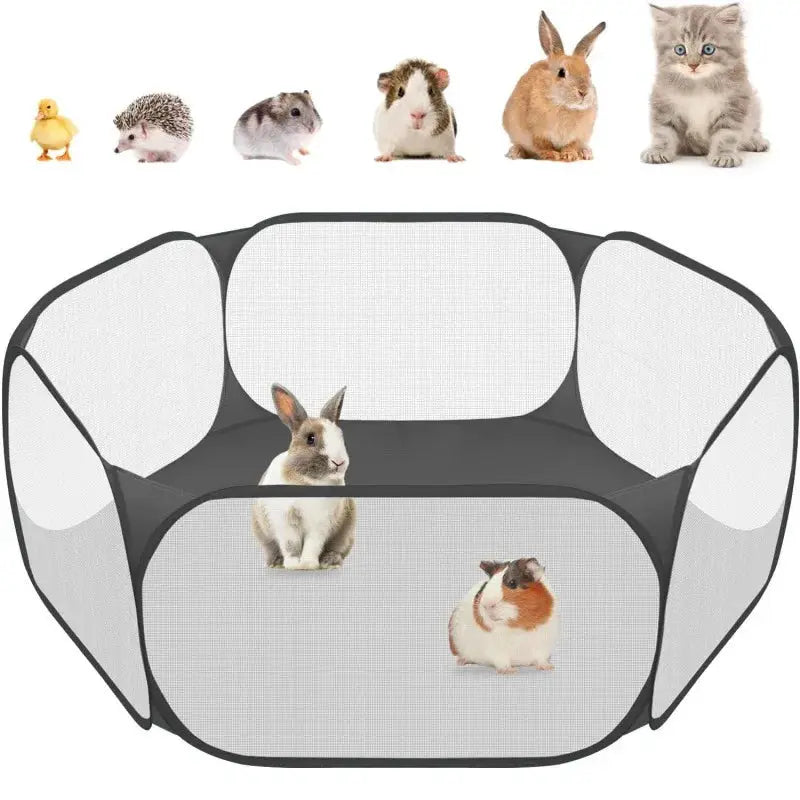 Portable Transparent Small Pet Cage Tent Playpen For Dogs Cats Hamsters Rabbits Guinea Pigs Open Folding Yard Fence