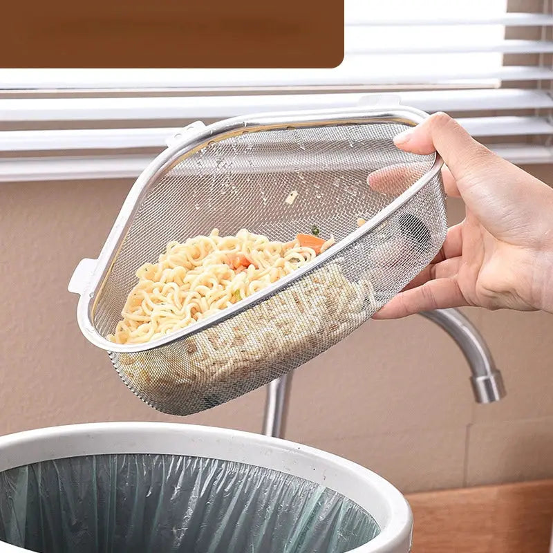 Stainless Steel Triangle Sink Drain Basket Kitchen Organizer For Food Washing Vegetables Eggs Storage