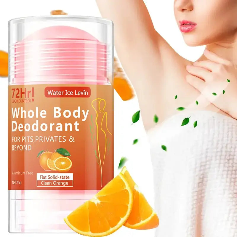 Whole Body Deodorant Stick by Simples Market, aluminum-free 45g with orange extract, travel-friendly