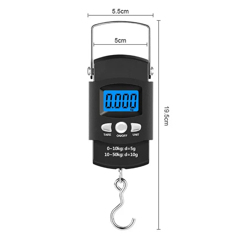 ProScale Portable Electronic Hanging Scale 50kg Capacity With LCD Display 10g Precision And 1m Measuring Tape