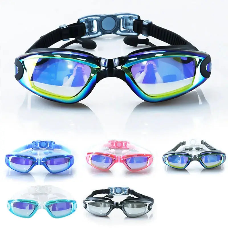 Swimming Goggles For Adults Anti Fog UV Protection Waterproof Swim Eyewear With Earplugs Men Women