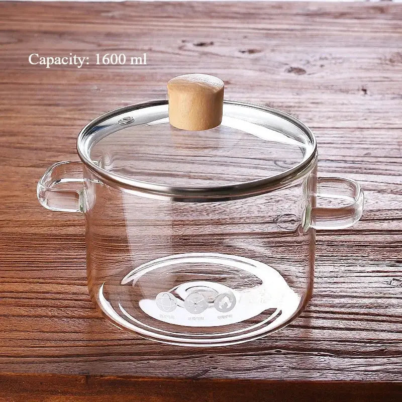 Transparent Glass Soup Pot Large Capacity High Borosilicate Glass Oven Safe Pot For Soups Stews Broths Kitchen Tools