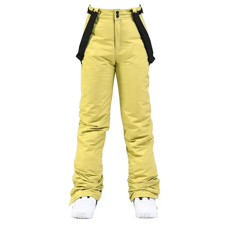 Women Winter Skiing Pants Warm Thick Windproof Waterproof Snowboard Suspender Trousers Plus Size