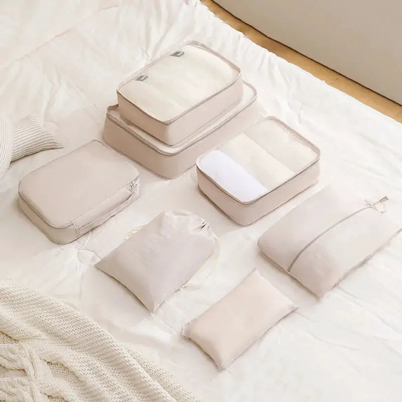 EcoVoyage Travel Storage Bag Set 7 8 9 Piece Eco Friendly Compression Packing Cubes For Clothes Shoes Toiletries