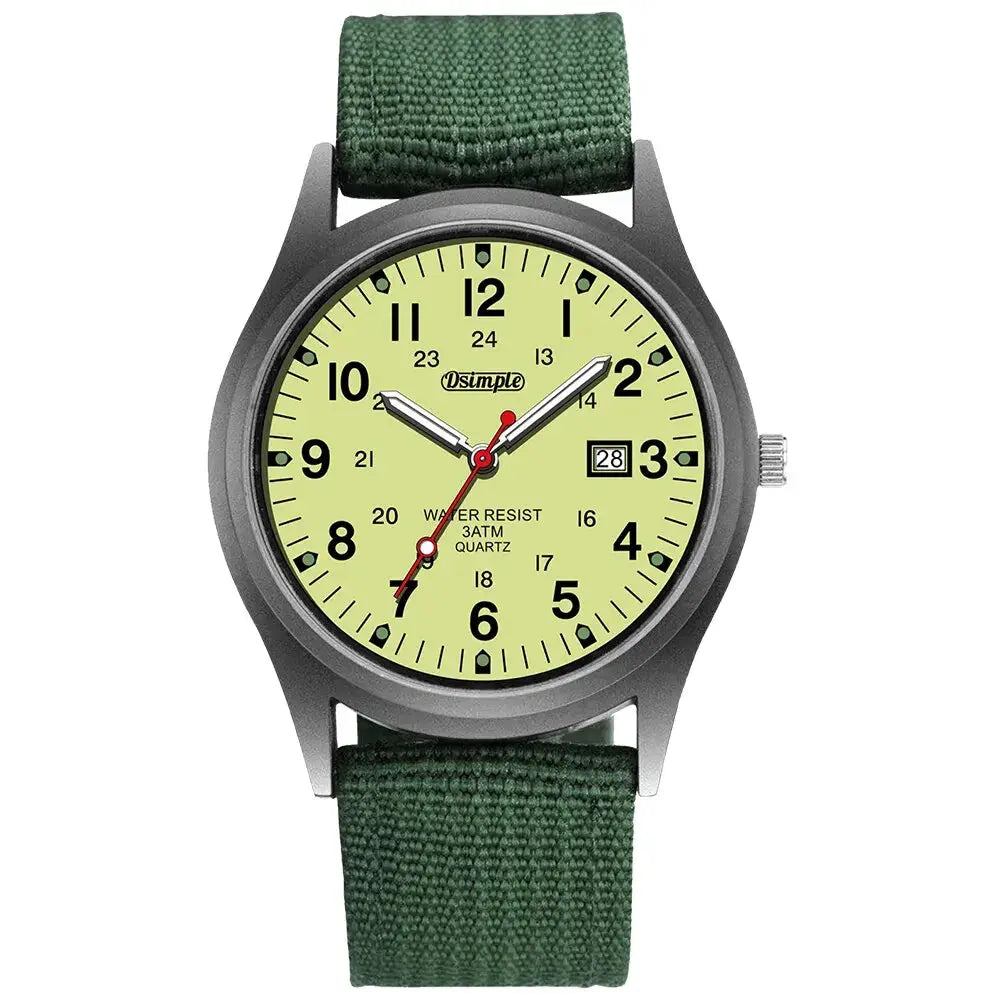 NovaForce Mens Military Style Quartz Wristwatch With Luminous Hands Full Calendar And Nylon Strap Casual Luxury