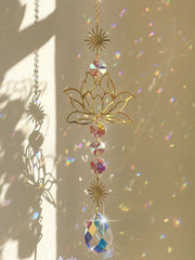 Golden Lotus AB Colorful Water Drop Suncatcher Pendant Crystal Decoration for Garden