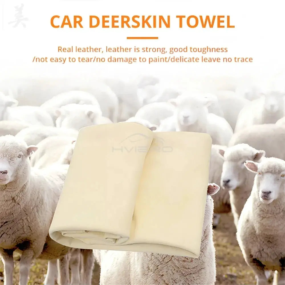 Leather chamois towel 40x70cm, natural beige for car, auto, home and motorcycle drying