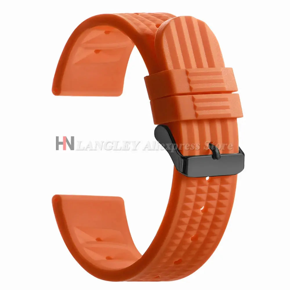 Watchdives Soft Rubber Waffle Strap 20mm 22mm Silicone Diver Watchband For Seiko SKX007 Waterproof