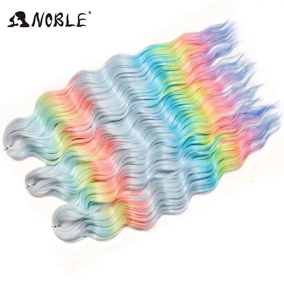 Noble Hair synthetic loose deep wave 24in braiding extensions in pastel rainbow ombre