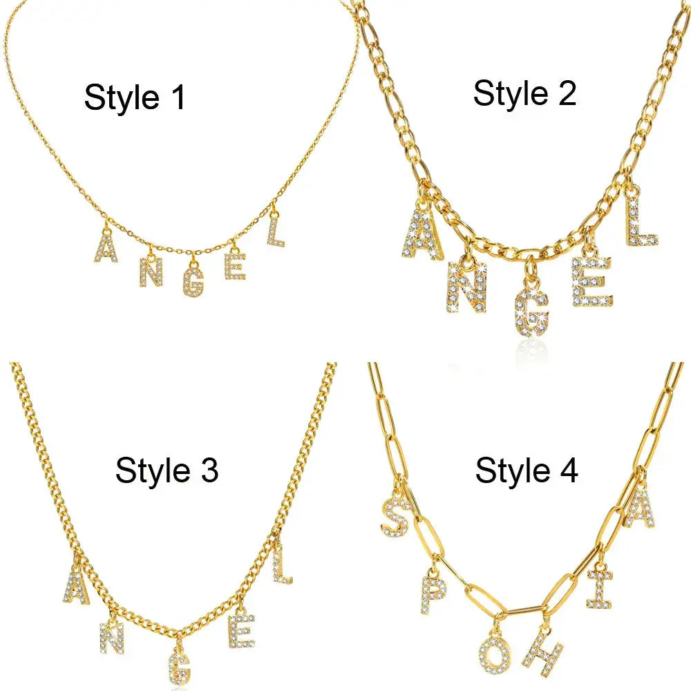 Personalized Initial Name Necklace Stainless Steel Women Alphabet Letter Pendant Gift