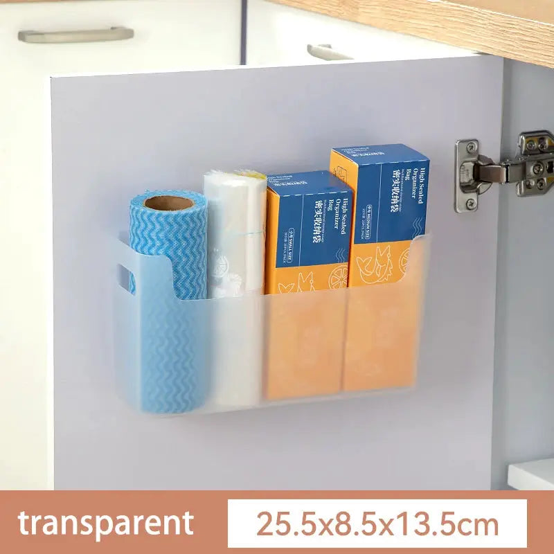 Cling film rack, Simples Market, transparent for cabinet door; holds two rolls and two boxes, 25.5x8.5x13.5 cm