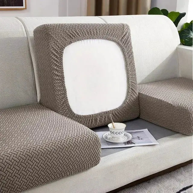 Thick jacquard sofa seat cushion cover by Simples Market, brown removable anti-dust slipcover.