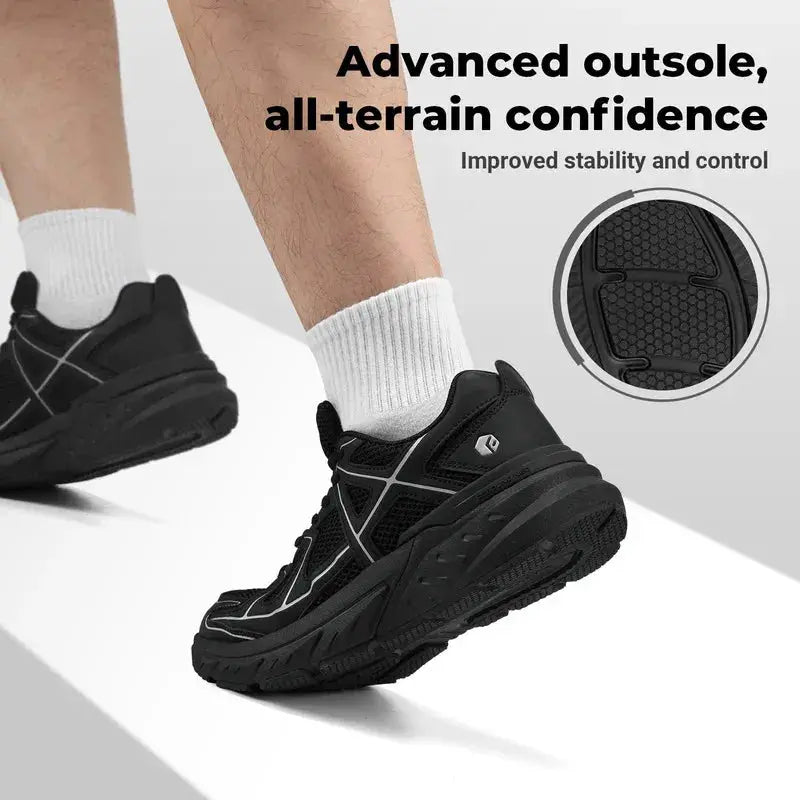 Men's walking shoes from Simples Market, black, wide width with thick cushioning