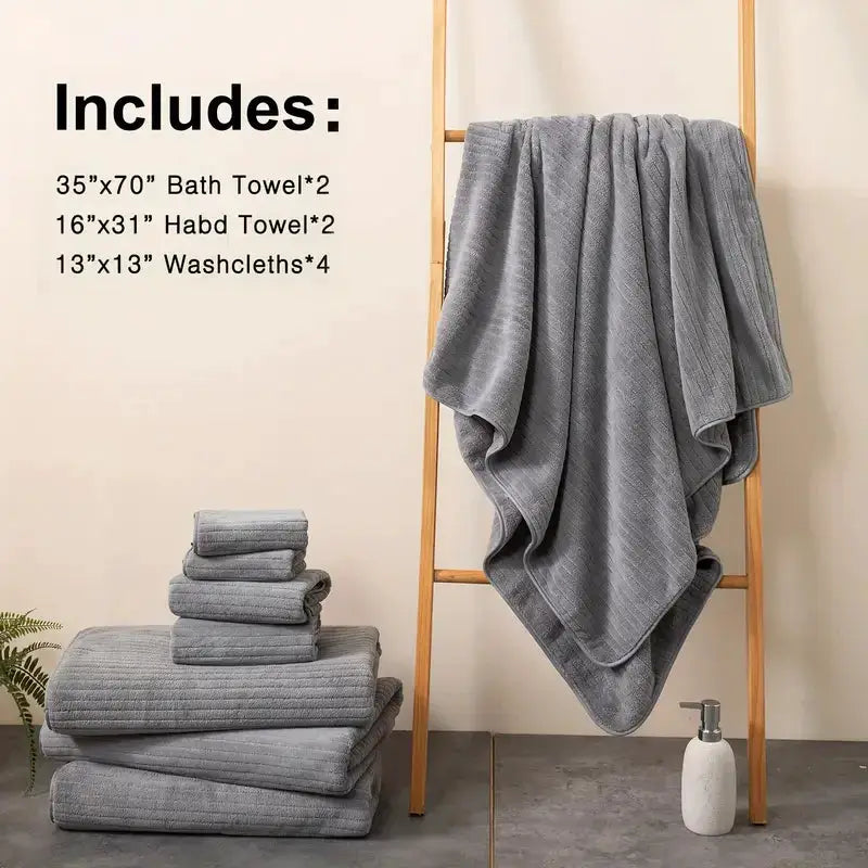 Simples Market 8-piece gray bath towel set: 2 bath towels, 2 hand towels, 4 washcloths