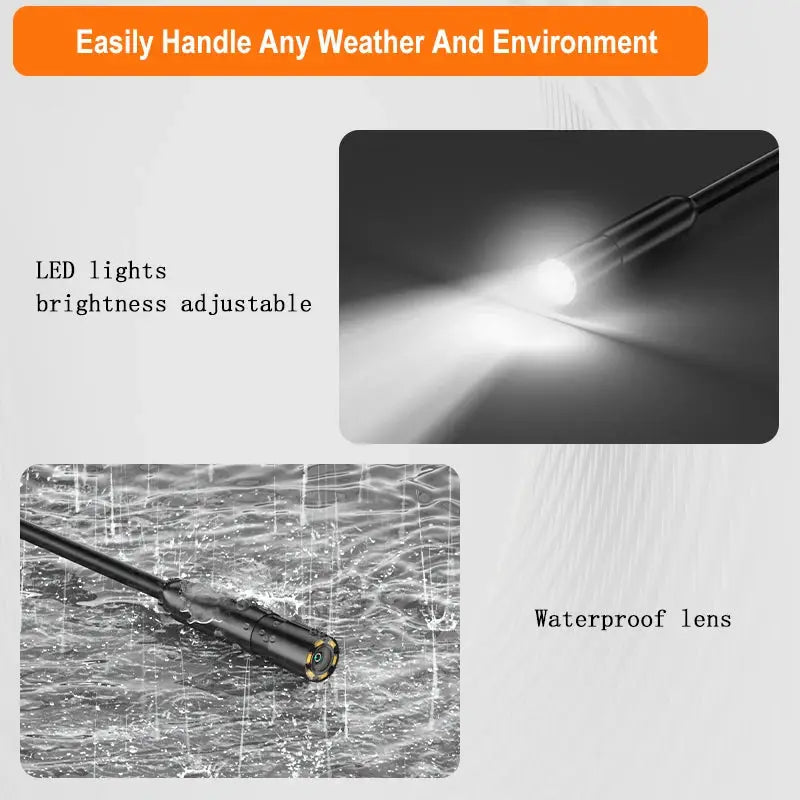 Detachable Borescope 8mm Camera 1080P HD with 4.3 Inch IPS Screen IP67 Endoscope for Piping and Engine Inspection