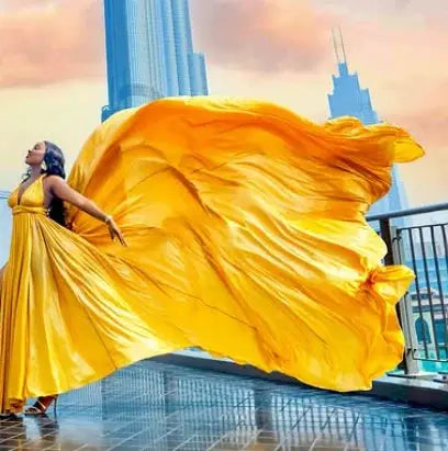 A Line Satin Evening Dress With Long Train Flying Dress For Arab Women