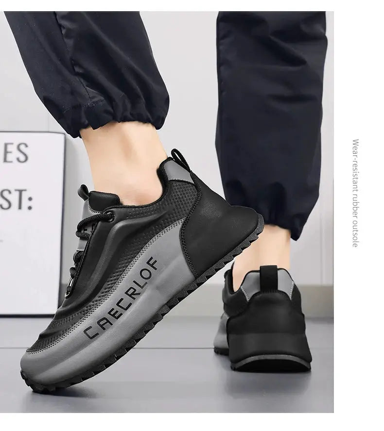 Men's lightweight non-slip sneakers by Simples Market CAECLOF in black-gray with breathable upper and rugged outsole