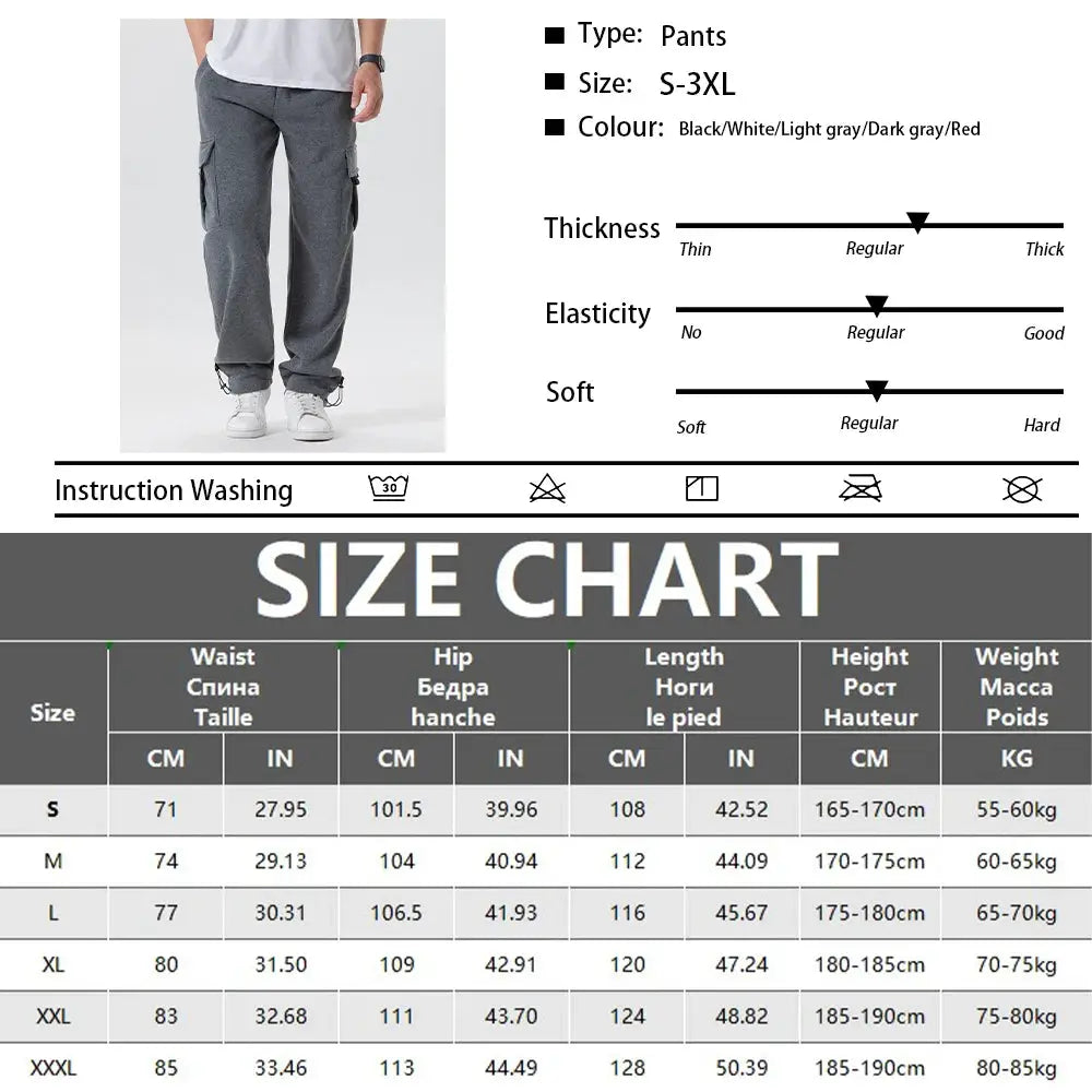 Simples Market men's cargo joggers in dark gray, straight-fit pants with multiple pockets