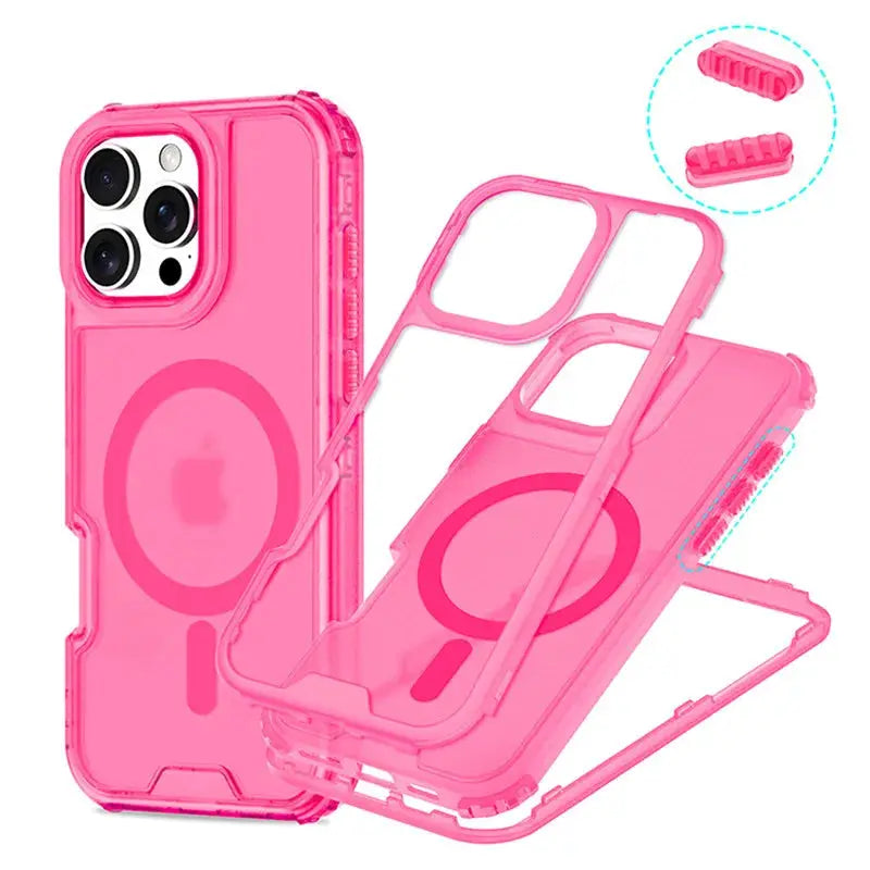 Simples Market pink 3-in-1 magnetic heavy-duty MagSafe iPhone case for iPhone 17/16/15/14/13/12 Pro Max.