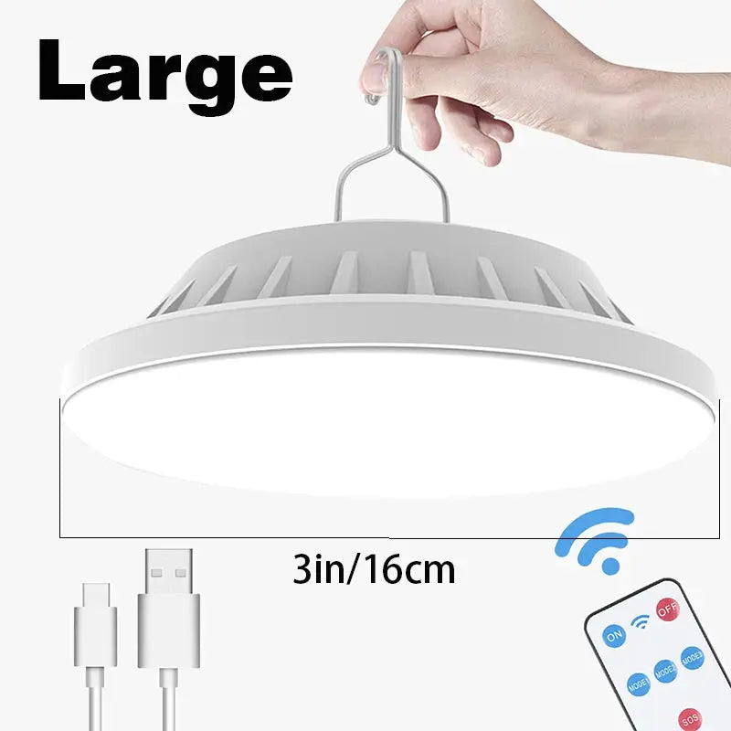 Simples Market large LED camping lamp, round white hanging lantern with 3in/16cm size, solar USB rechargeable tent light