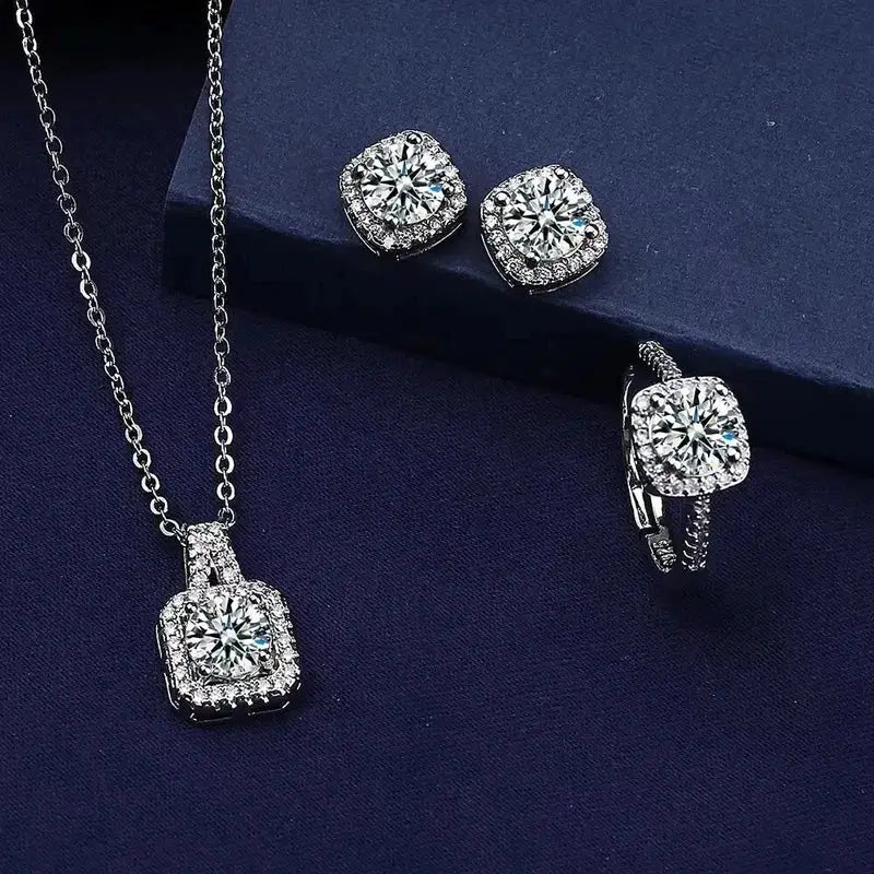1 Set Premium Cube Jewelry Ensemble Necklace Earrings Ring Set for Women Fashion Jewelry Gift Valentines Day Christmas
