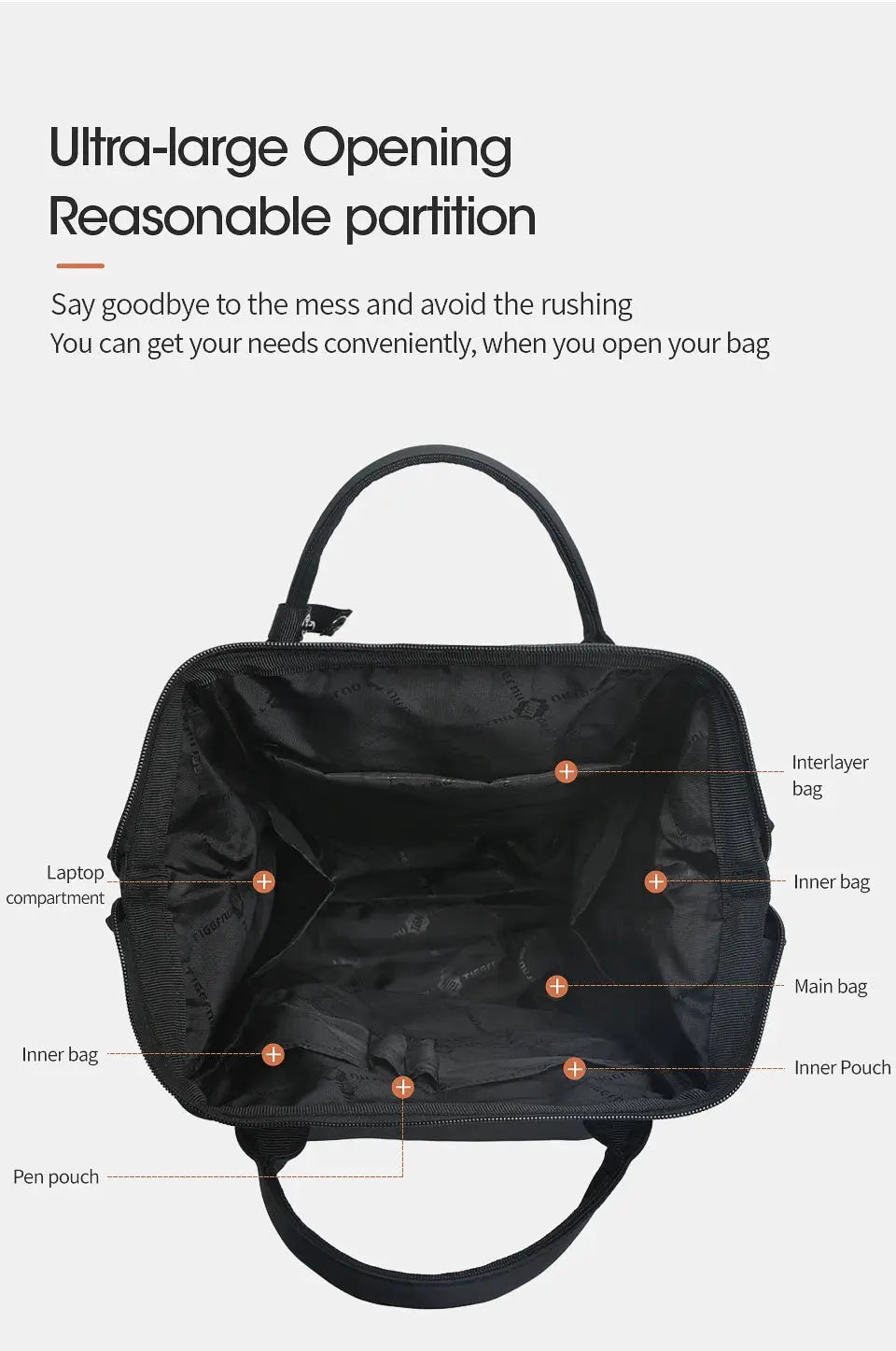 Tigernu black ladies casual backpack, splashproof TPU material, lightweight travel bag by Simples Market