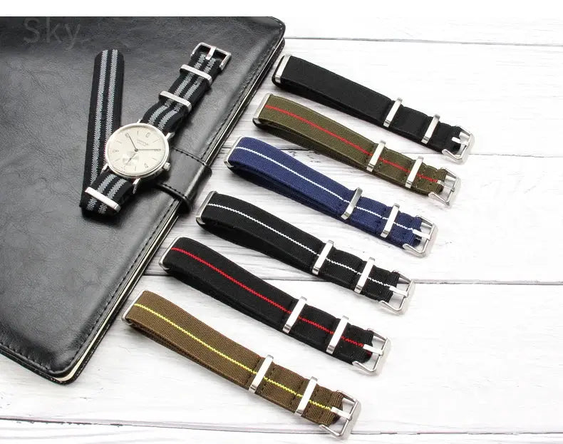 60's French Army Watch Strap for Nylon Watchband for Rolex Seiko Tudor Rolex Black Green Water Ghost Omega Woven Watch Band
