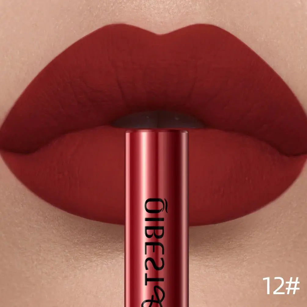 QIBEST Matte Liquid Lipstick Waterproof Long Lasting Velvet Lip Gloss Tint Tube Matte Nude Pigment Red Lipgloss Lips Makeup - Simples Market