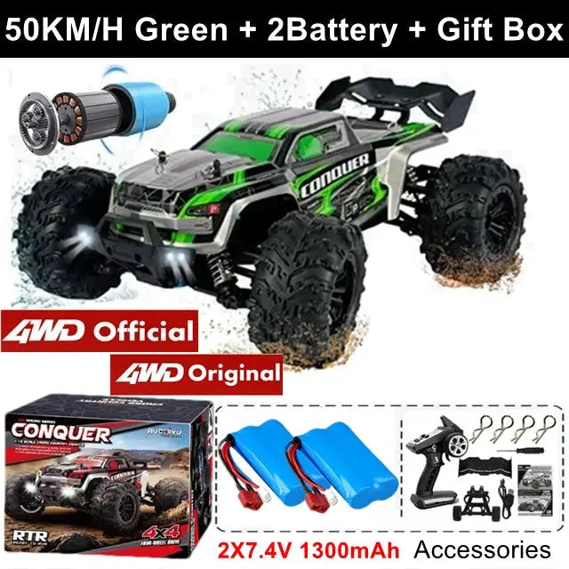 4WD Remote Control Off Road 4X4 High Speed Brushless Buggy Truck 80 KMH Drift Racing Toy for Kids and Adults
